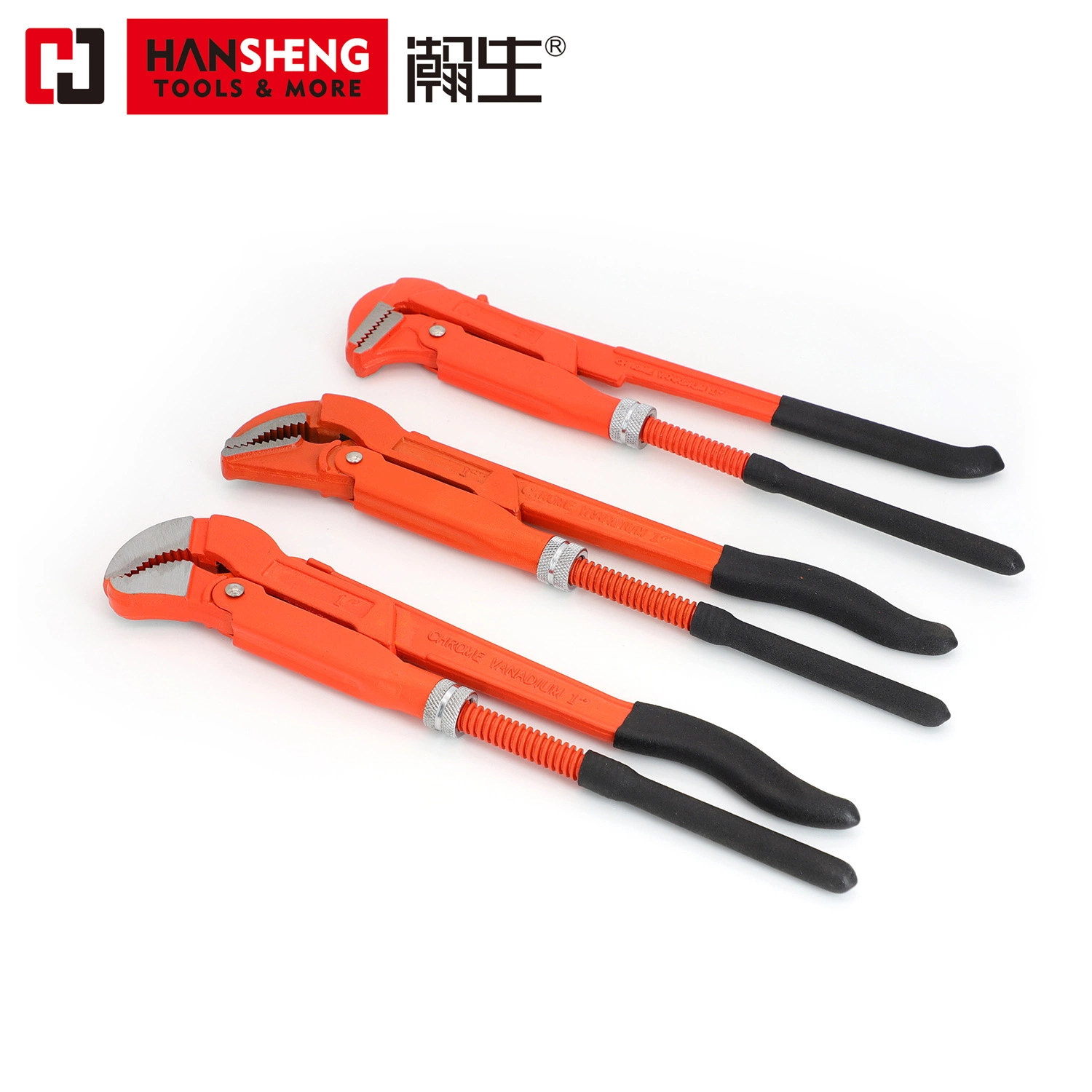 Professional Bent Nose Pipe Wrench, 90 Degree Bent Nose Pipe Wrench, Made of CRV or High Carbon Steel, Hand Tools