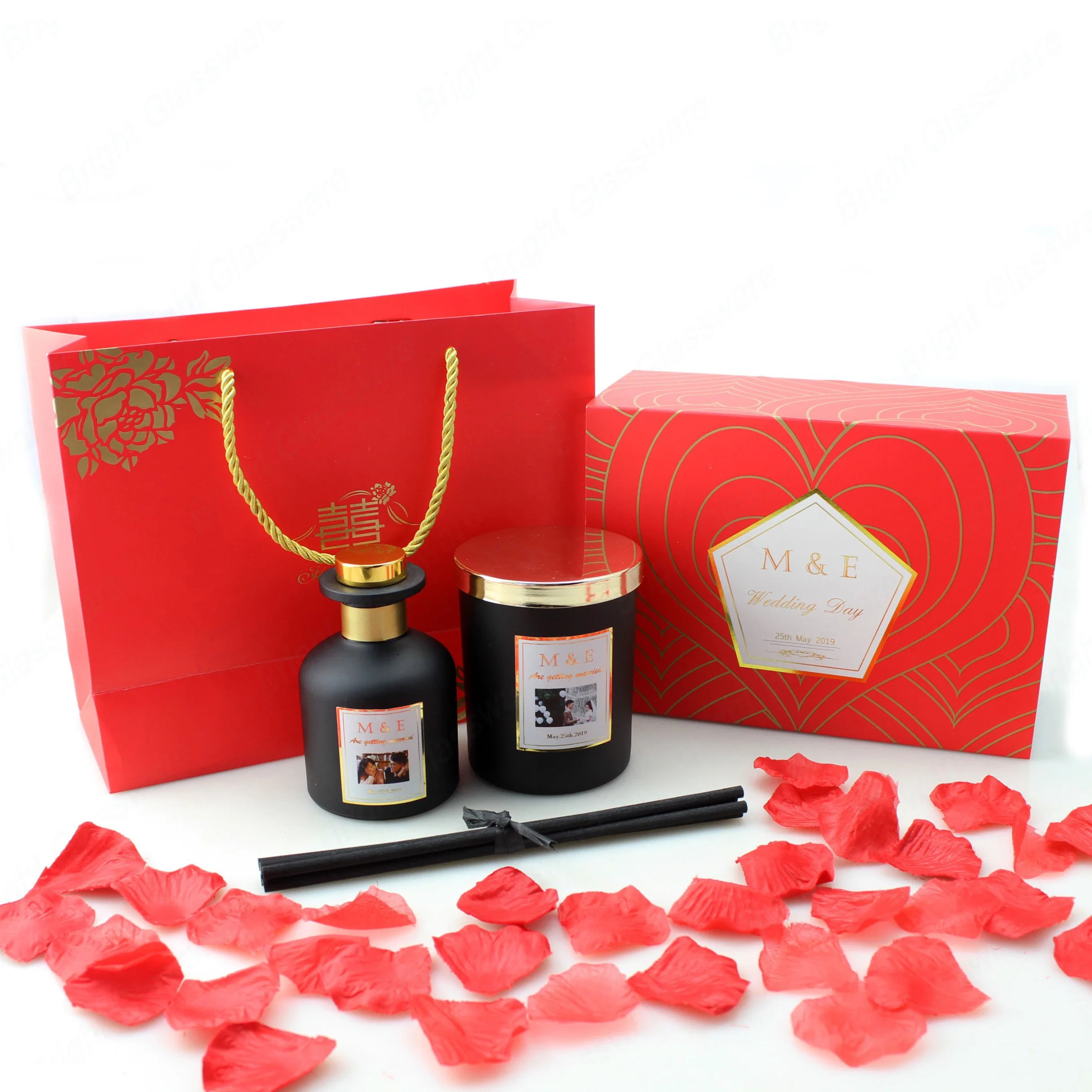 Luxury-7oz-100ml-Mattle-Black-Diffuser-Candle Set for Weeding Gift