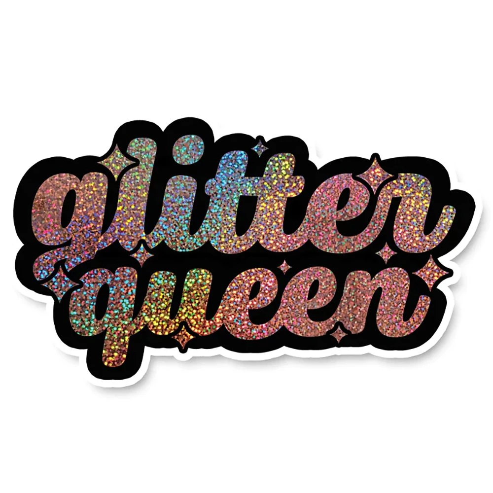 Glitter Waterproof Vinyl Adhesive Decorative Logo Customized Holographic Sticker