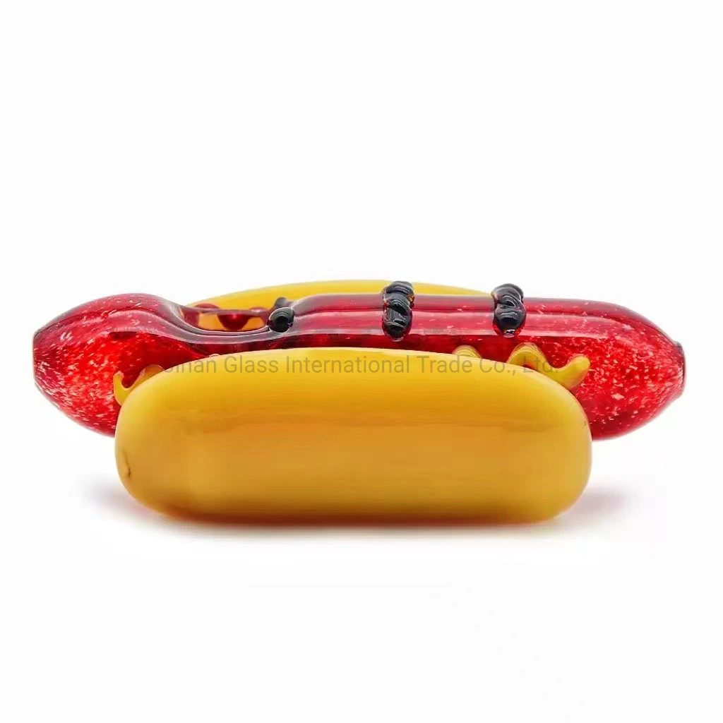 Funny Hotdog Glass Pipe Tobacco Spoon Hand Pipe Handmade Glass Smoking Pipes Oil Burner Dry Herb Pipe Piece