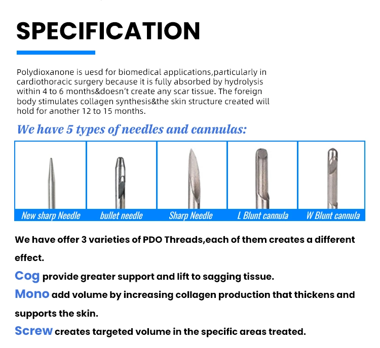 CE Certified Wire Fios De Pdo Pcl PLA Molding Cog Double Thread Eye Lifting 29g 25mm