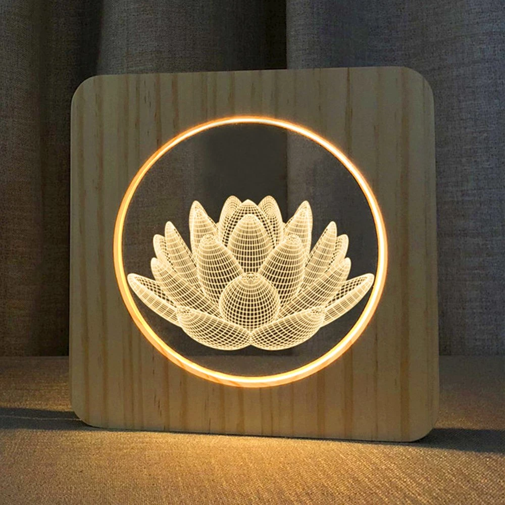 Promotional Items Baby Gifts Crafts Sets 3D Wooden Acrylic Lamp