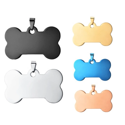 Gift Cute Personalized Men Gold Blank Laser Army Round NFC Stainless Steel Metal Custom Military Pet ID Name Tag Dog Cat Accessories