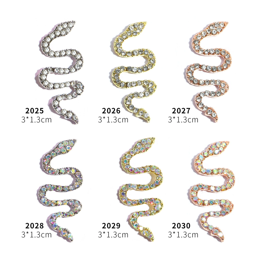 Snake Shape Nail Art Jewelry 3D Zincon Rhinestones Snake Nail Art Glitters