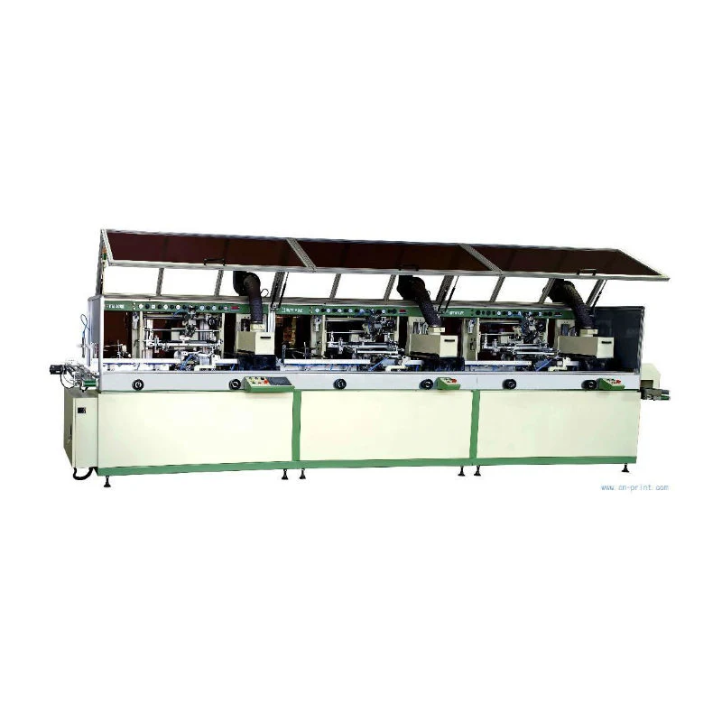 High Quality Full Automatic 3-Colour Cylinder UV Screen Printer