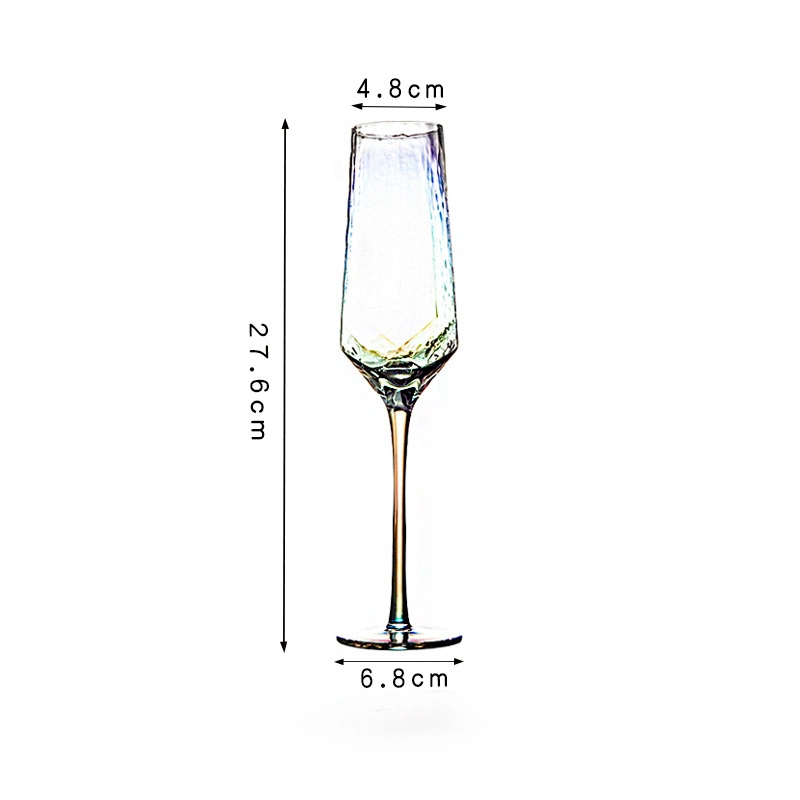 Claro Lujo martillo de grano de diamante Goblet Champagne vidrio de cristal Copa de vino tinto