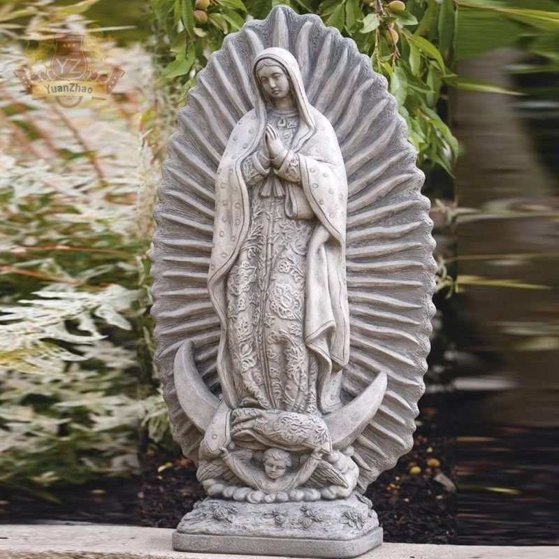 WESTERN religieux Pierre Figure taille de vie de sculpture notre Dame de Statue de marbre de Guadalupe