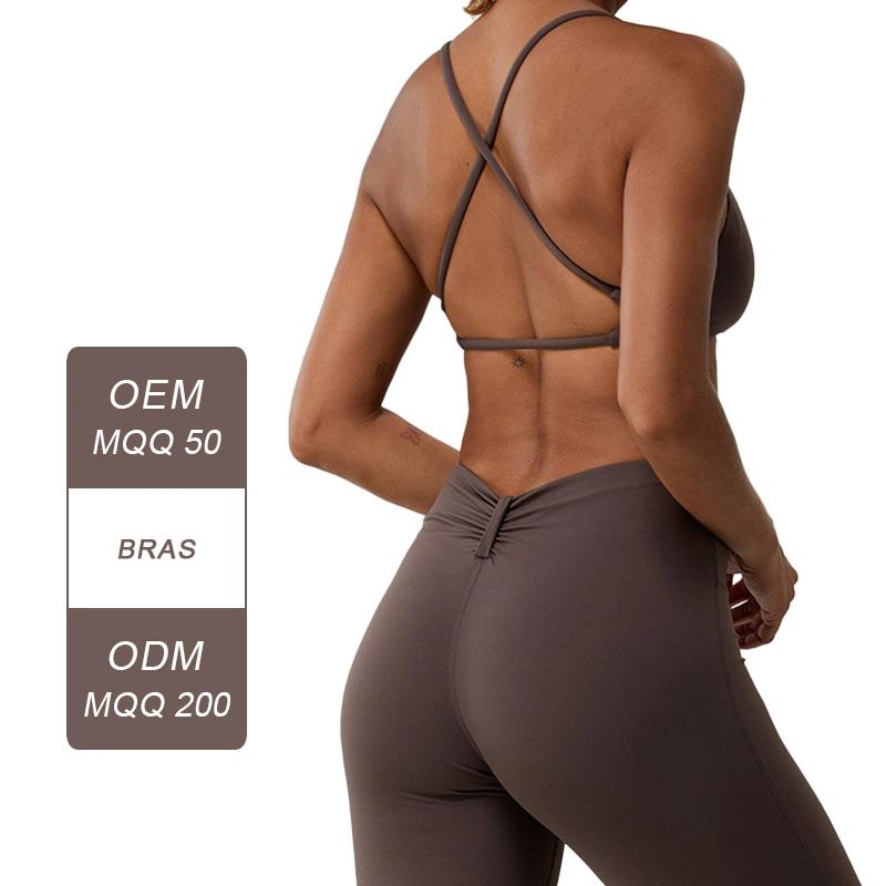 Fábrica al por mayor cuello cuadrado Nueva Cruz espalda Sexy Seco Fit Transpirable Yoga Sujetador de running Deportes ropa interior para mujer espalda Lulu Fitness Yoga Wear Top