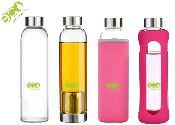 Fit Closely Silicone Sleeve Single Wall 600ml FDA CIQ High-Strength Glass Drinking Bottle