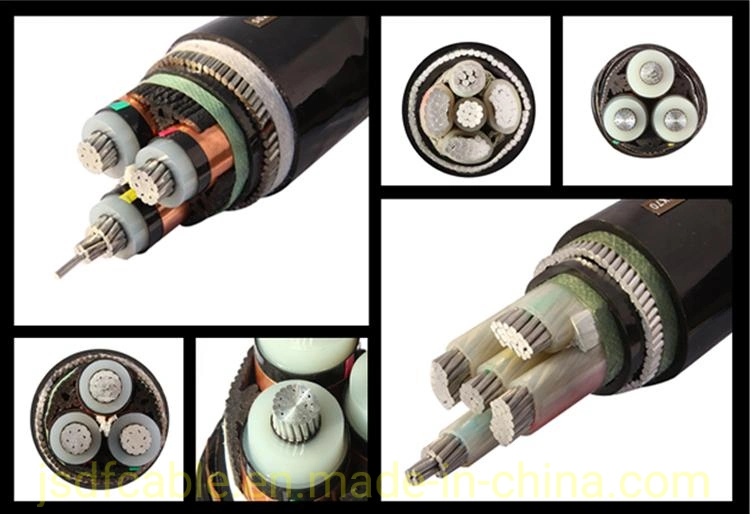 Три основных 185sqmm алюминиевых проводников среднего напряжения стальная проволока бронированных XLPE изоляцией ПВХ оболочку кабеля питания