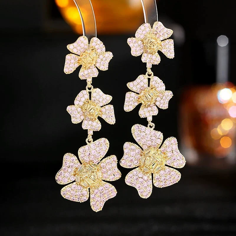 Brass & CZ Earrings Ear Stud Fashion Jewelry Jewellery