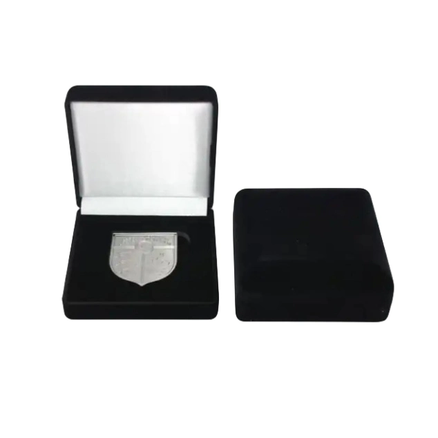 Caixa de Medalha personalizada do Prémio Velvet com caixa de Jóias de estampagem de ouro Para armazenamento e recolha de cases de apresentação de pino e moedas de esmalte