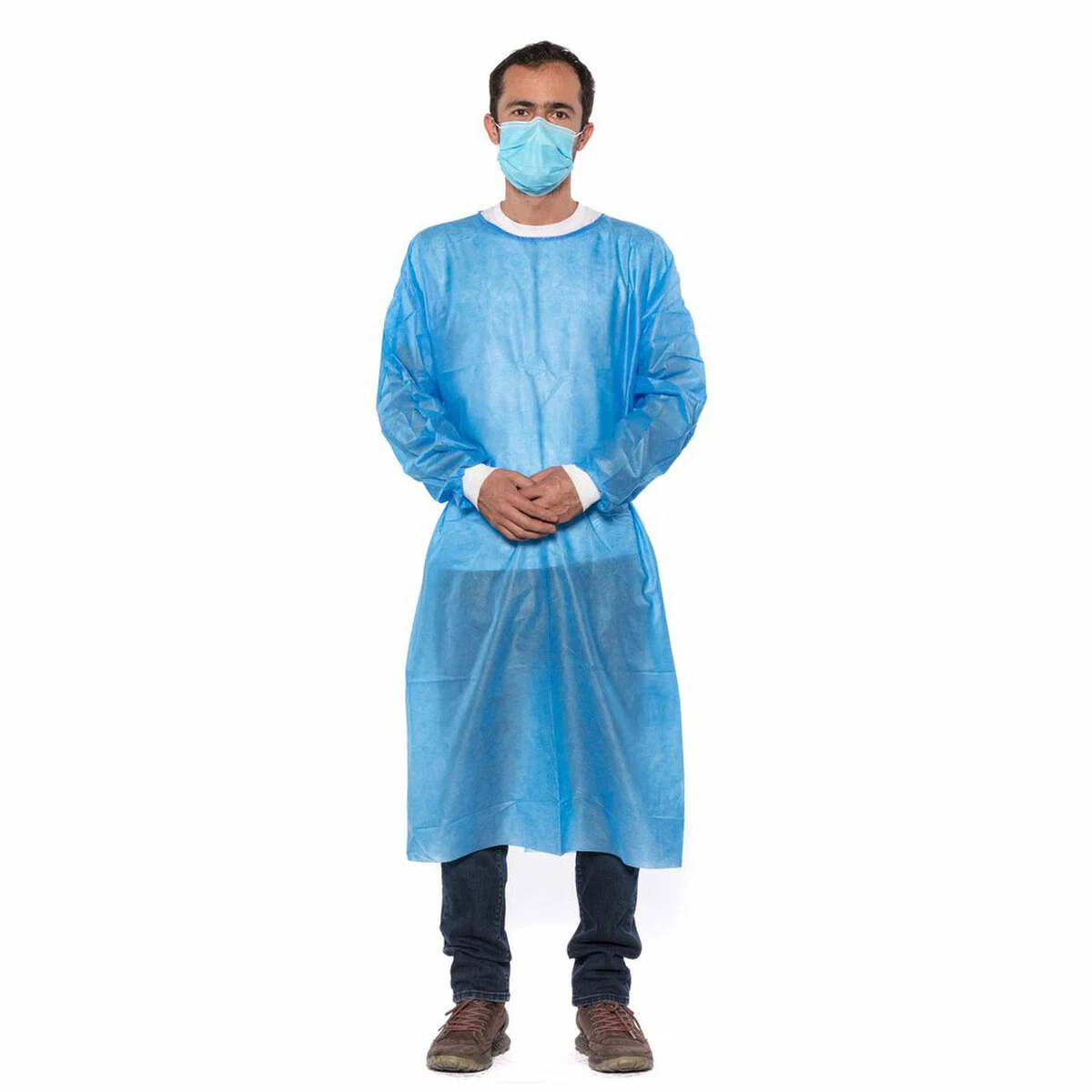 Long Sleeves Isolation Gown Non-Woven Patient Doctor Gowns PP SMS Fabric