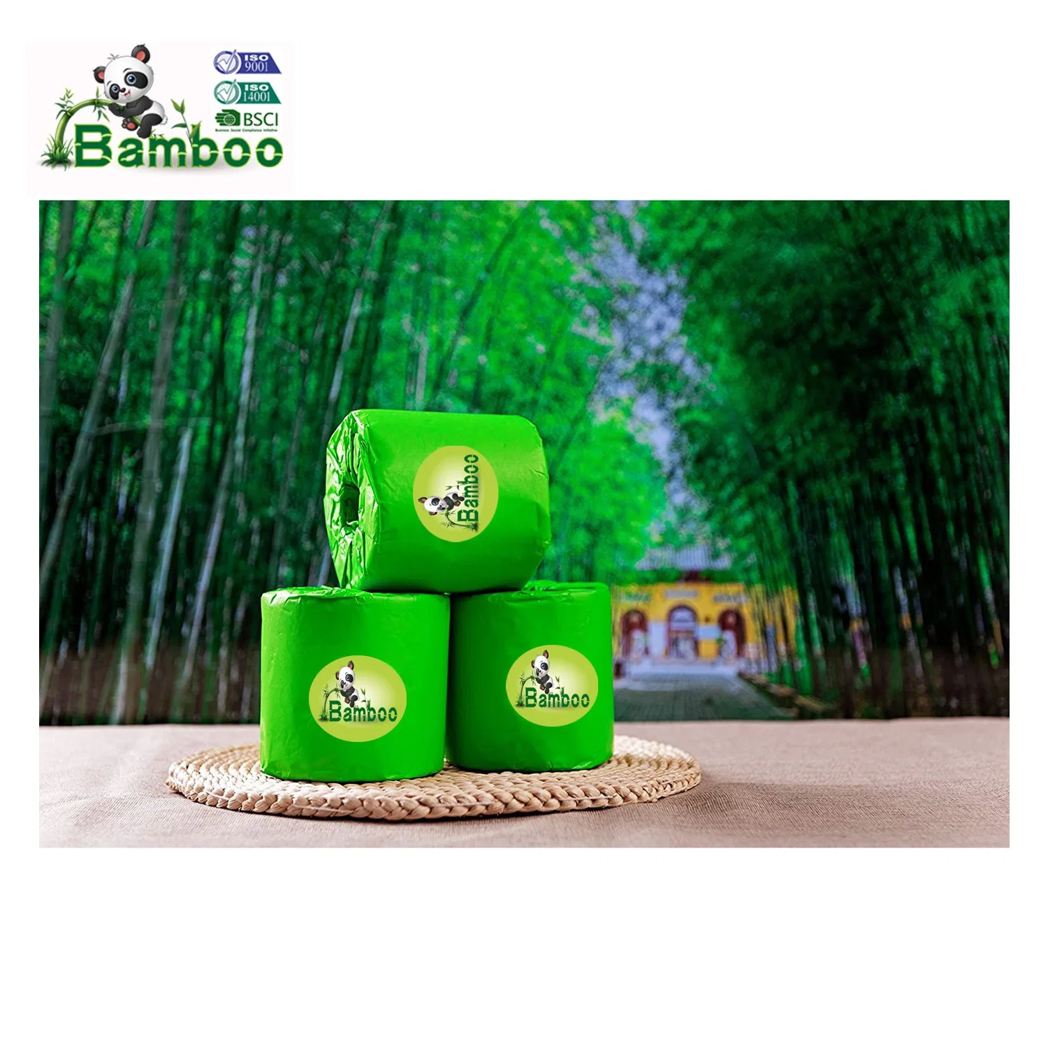 FSC BSCI Certified Unbleached Organic Private Label Bamboo Pulp High Quality Standard Roll Toilet Tissue Paper
