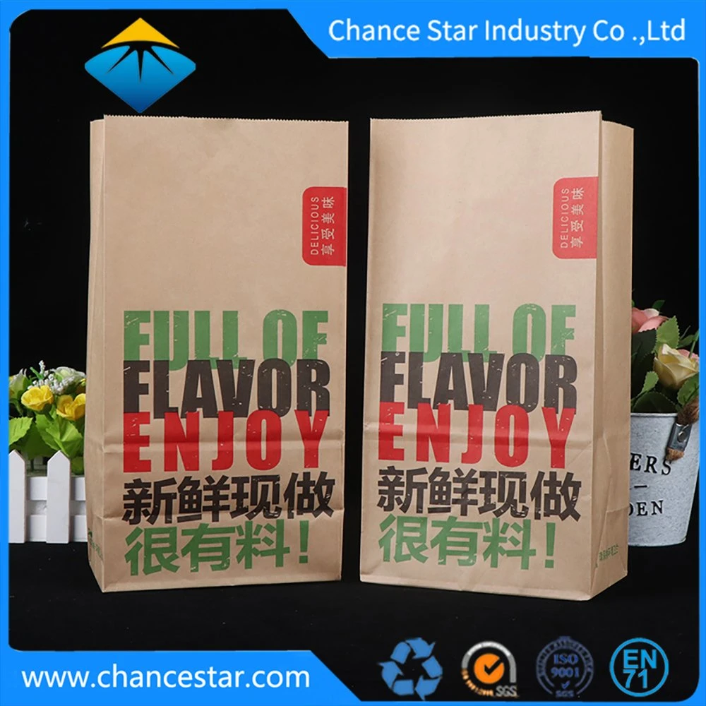 Custom Food Packaging Brown Kraft Paper Food Bag with Logo Print