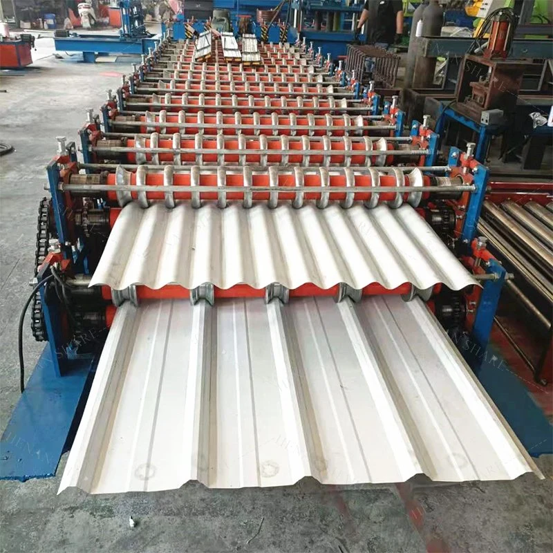 China Wall Cladding Double Layer Steel Profile Zinc Metal Roofing Roof Glazed Tile Press Iron Sheet Metal Bending Making Cold Roof Roll Forming Machine Price