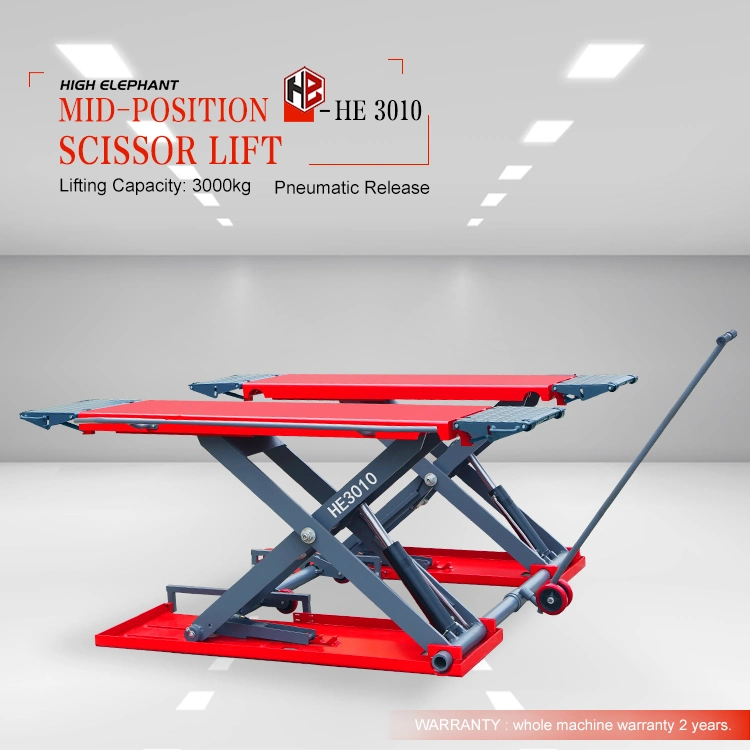 CE Certified MID Rise Car Lift 3500kgs Safety Lock Hydraulic Scissor Lift Wheel Alignment Car Lift Tire Changer Wheel Balancer Hydraulic Scissor Car Lift