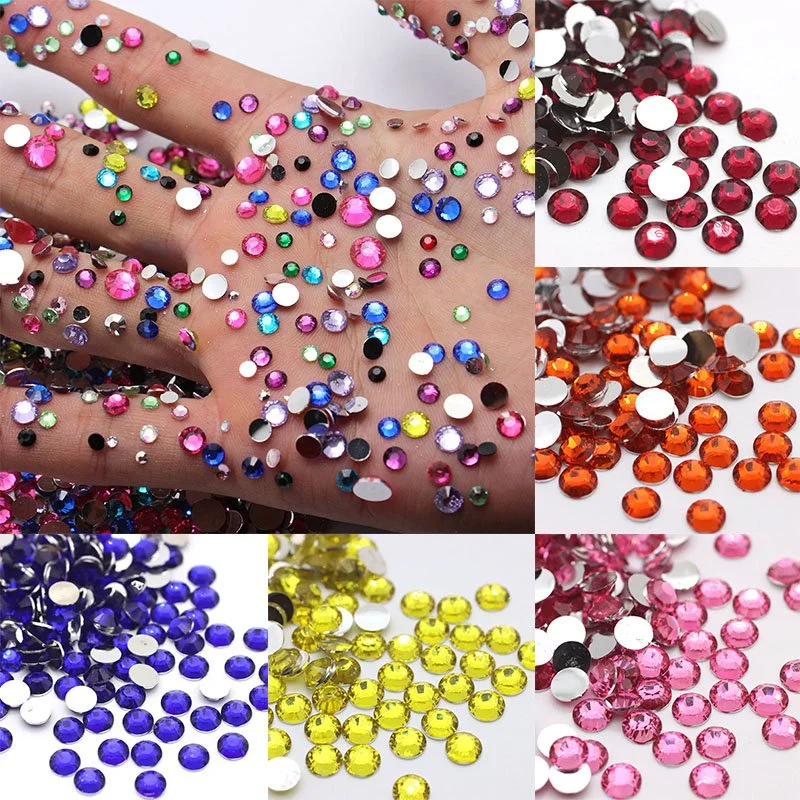 Lose Kristall 2mm 3mm 4mm 5mm 6mm bunt nicht heiß Fix Strass für DIY