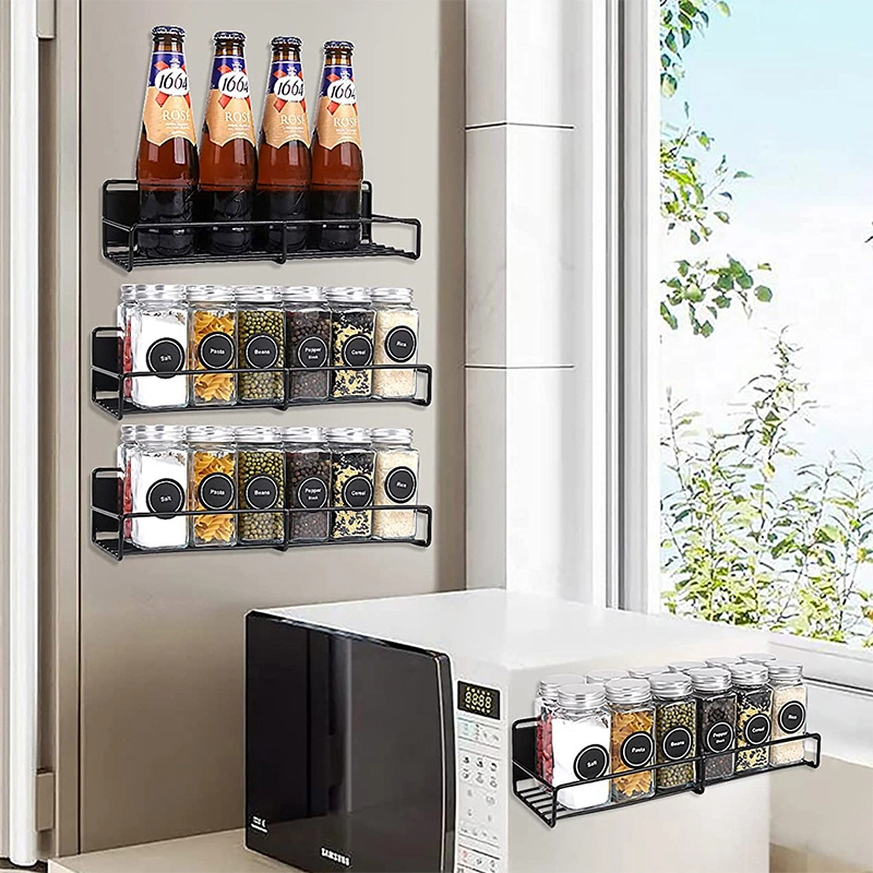 Beweglicher Küche Kühlschrank Magnetischer Gewürz Organizer Racks Set Aus Kohlenstoffstahl Von 2 Pack mit Haken