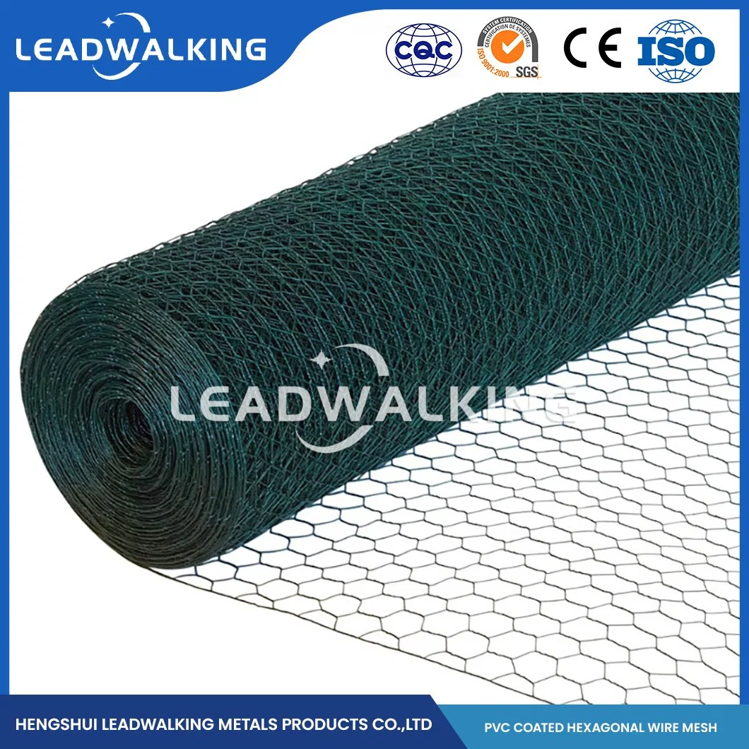 Fil en acier doux Leadwalking Matériel PVC enduites Fox La preuve de poulet de la Chine d'usine de treillis métallique à mailles de 5/8 pouce enduit de PVC maille hexagonale à tête hexagonale