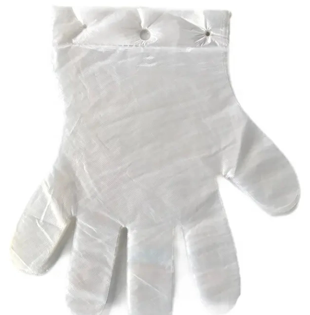 PE Promoción Eco Friendly plástico transparente transparente guantes de PE para Comida