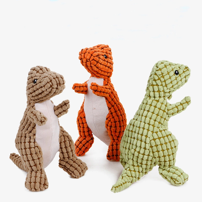 2022 Cute Wild Dinosaur Interactive Pet Dog Puppy Chew Toy Squeaky Plush Velvet Sound Pet Dog Toys