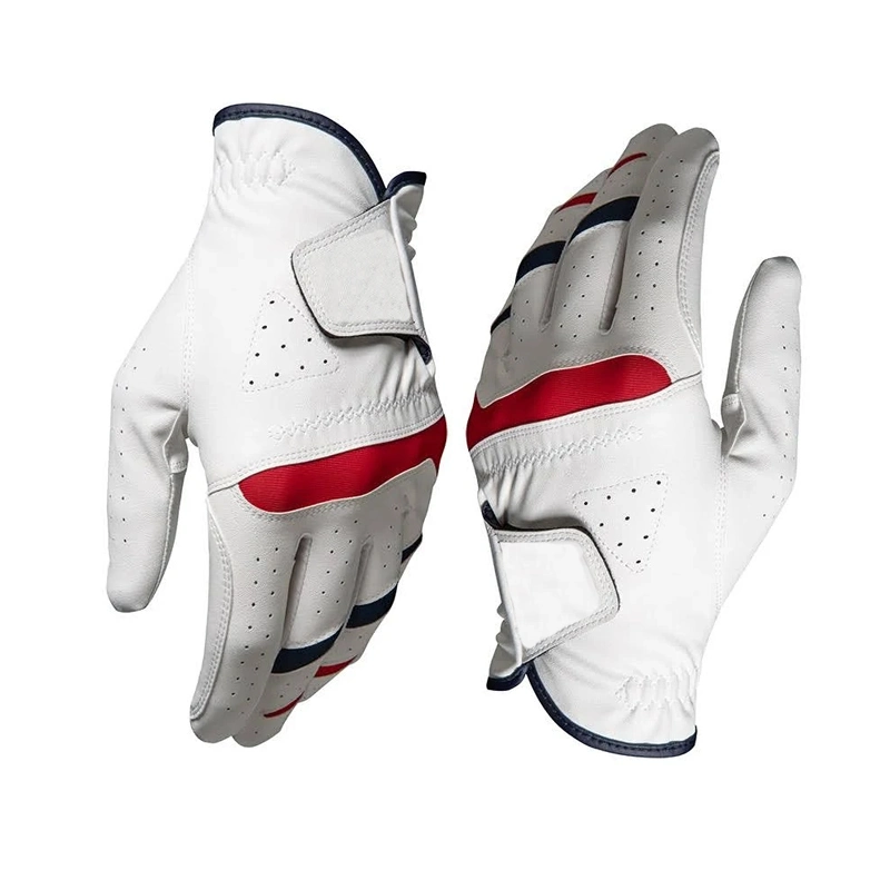 White Printed Logo Cabretta Leather Golf Glove Antic Slip Golf Glove