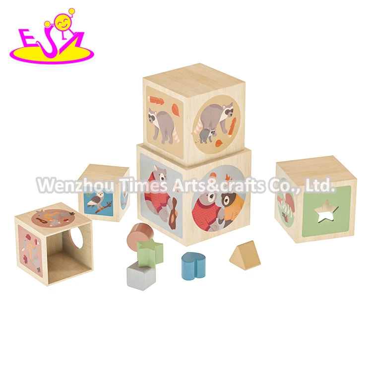 Kids Toddler Baby Gift Montessori Educational Wooden Toys Stacking and Nesting Cubes