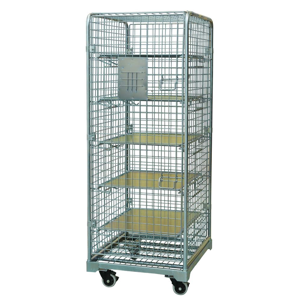 Galvanized Powder Coated Foldable Rolling Shopping Carts with Four Wheels Roll Container