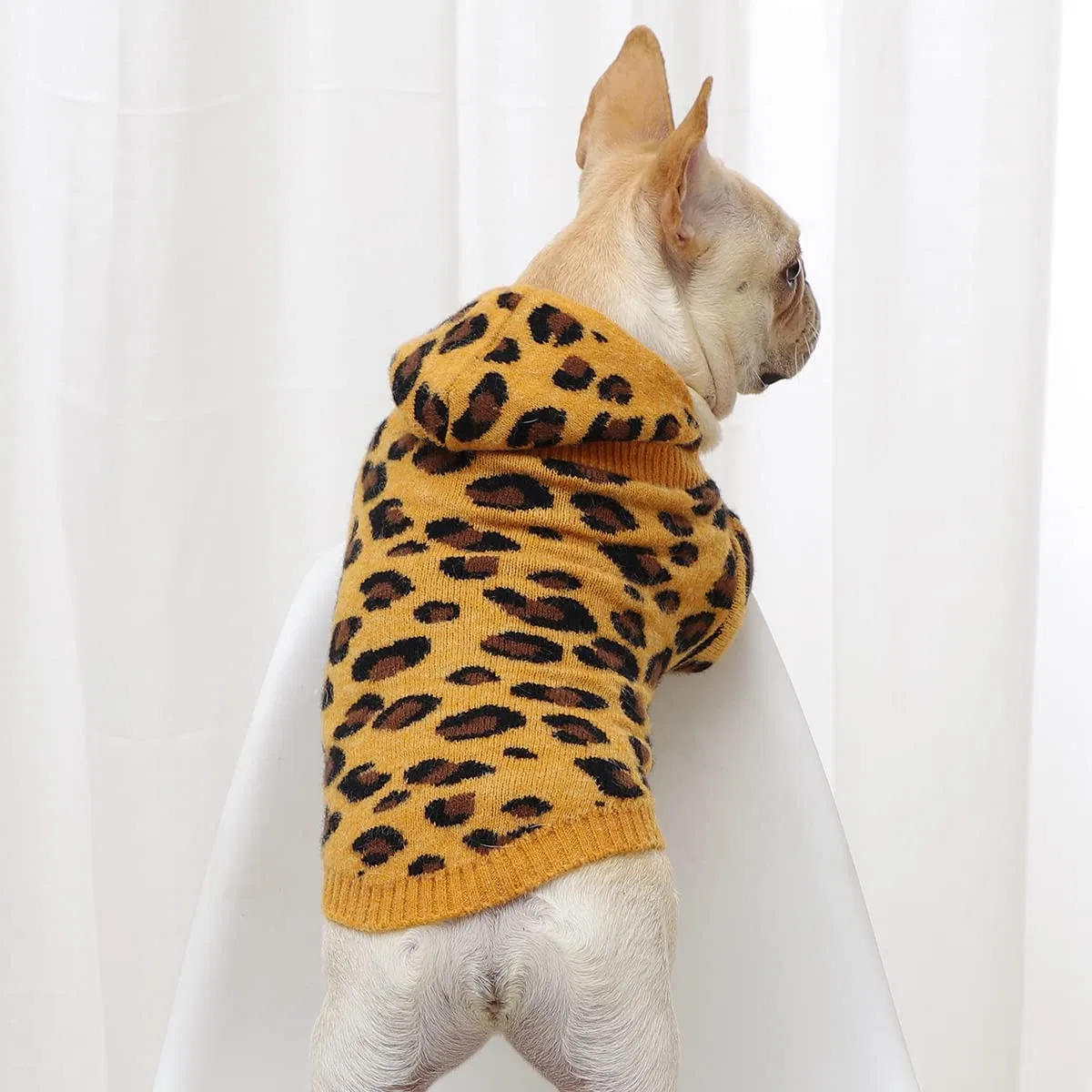 Warme Puppy Leopard Muster Pullover Hundekleidung mit weicher Strickmode Hoodie für doggy Großhandel/Lieferant Außenbekleidung