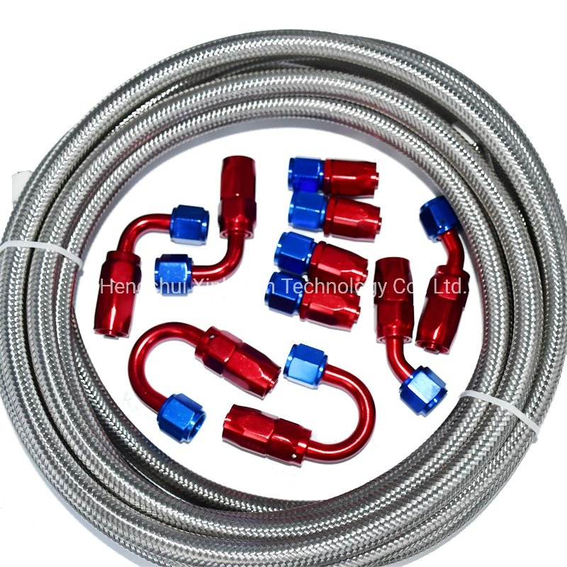 An8 8an -8an Stainless Steel Braided Oil Cooler Gas Fuel Hose Line Assembly Kit