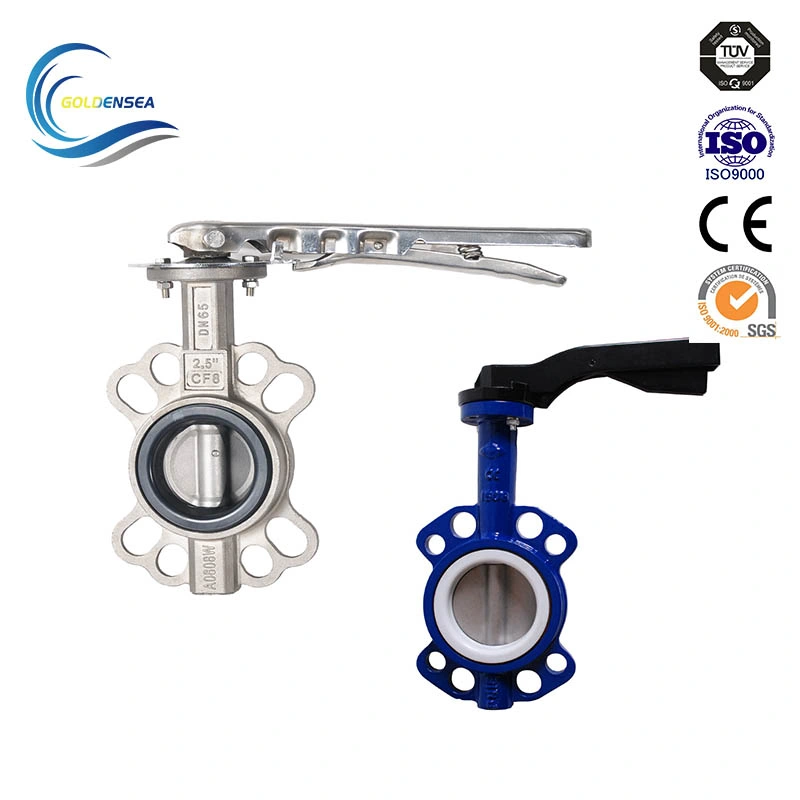 Pn10 DN150 Ductile Iron Pneumatic PTFE Wafer DIN Butterfly Valve