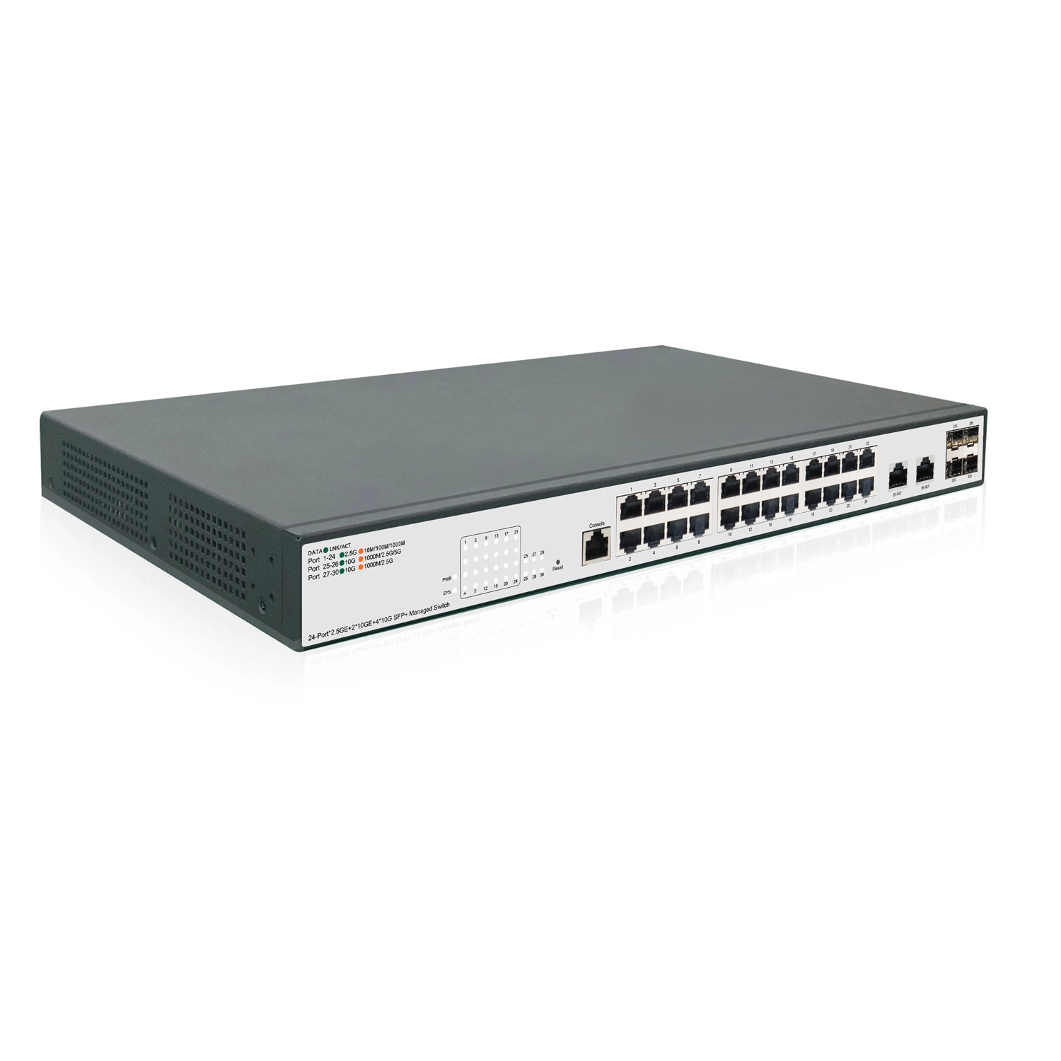 24 ports de commutateur Poe 2.5gbe 802.3bt avec 6 ports uplink 10g 2*10G RJ45+4*10G SFP+