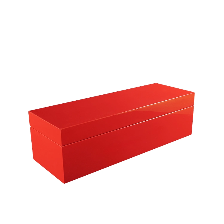 Glossy Red Painting Silk Printed Logo with Red Insert Wooden Box for Mineral Water