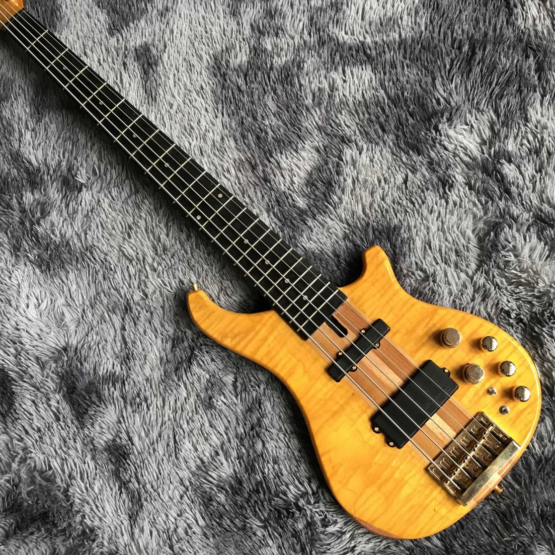 Custom 5 Strings Ash Wood Electric Bass Neck Though Body