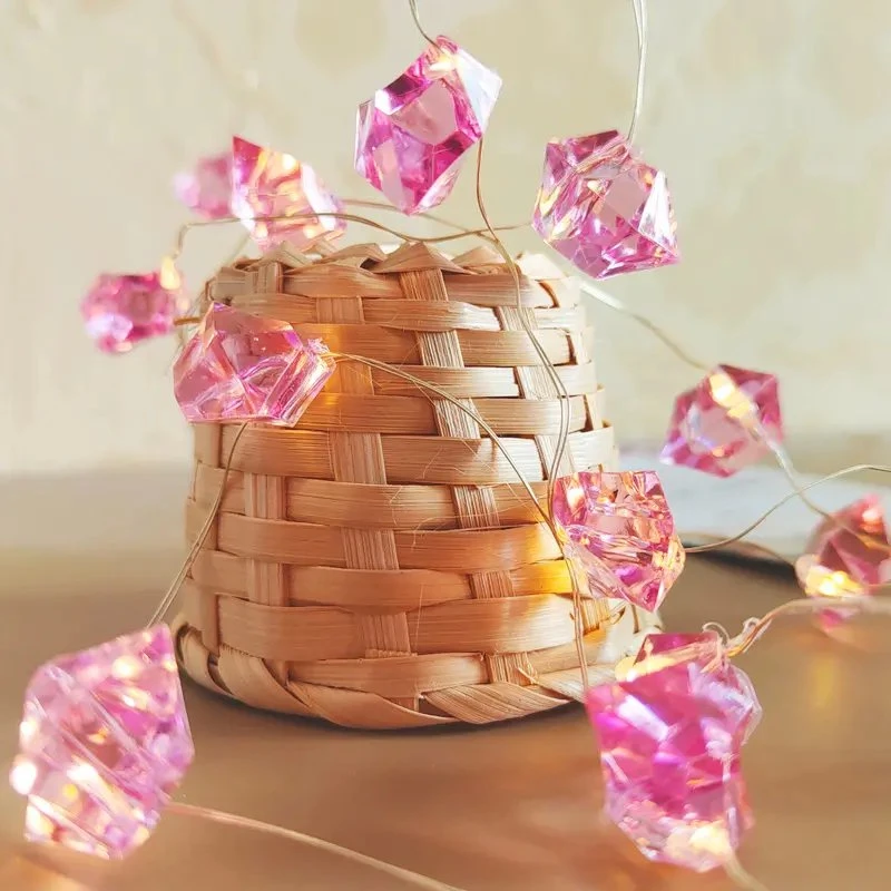 Decoration Clear Acrylic Crystal Stone LED Copper Wire Light