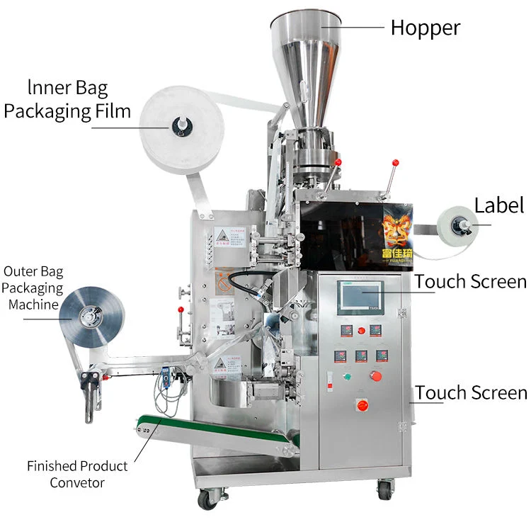 Small Business Continuous Automatic Filter Paper Tea Inner and Outer Bag Packaging Machine