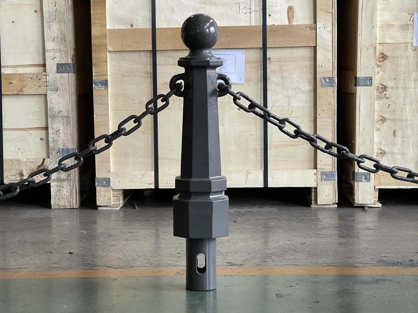 Outdoor Cast Iron Street Utility Removable Chain Parking Bollard Road Traffic Safety Barrier