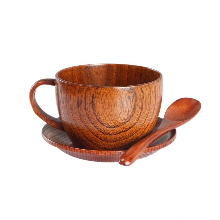 Wooden Coffee Cup Set with Coaster and Spoon Tea Mug