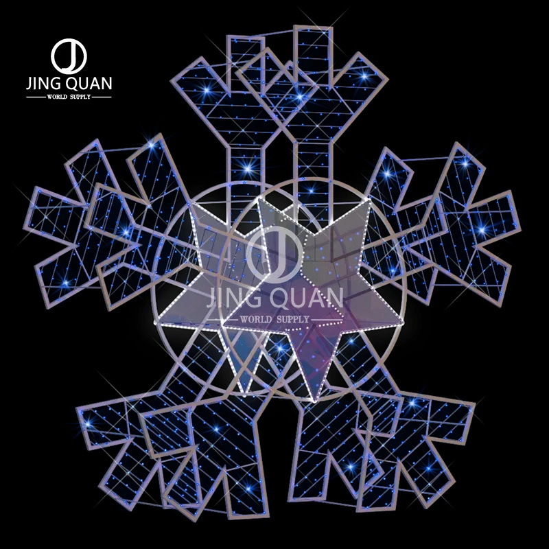 Floor-Standing Christmas Lights LED Snowflake Motif Lights Customized Illuminated Park Decoration Fashion Design Lamp