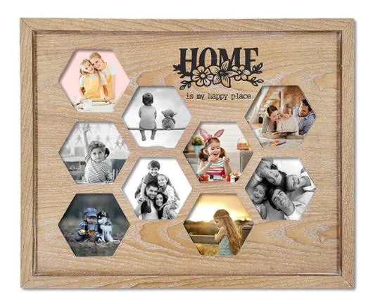 Natural Wood Colour Wall MDF Plaque with Photo Frame for Home Decor for Living Room Use