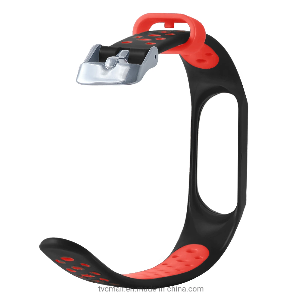 Dual Color Silicone Smart Bracelet Replacement Strap for Xiaomi Mi Smart Band 4 - Black / Red