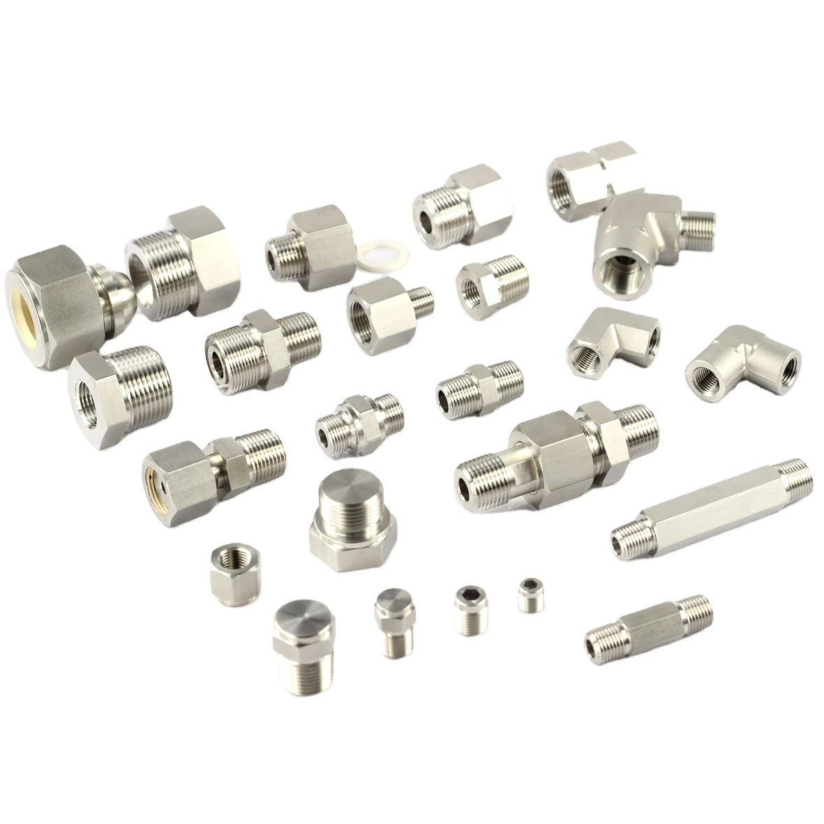 Stainless Steel Pipe Fittings Coupling Hex Nipple Cap Female Male Elbow Adapter Tee Cross Branch Tee Joints Connector