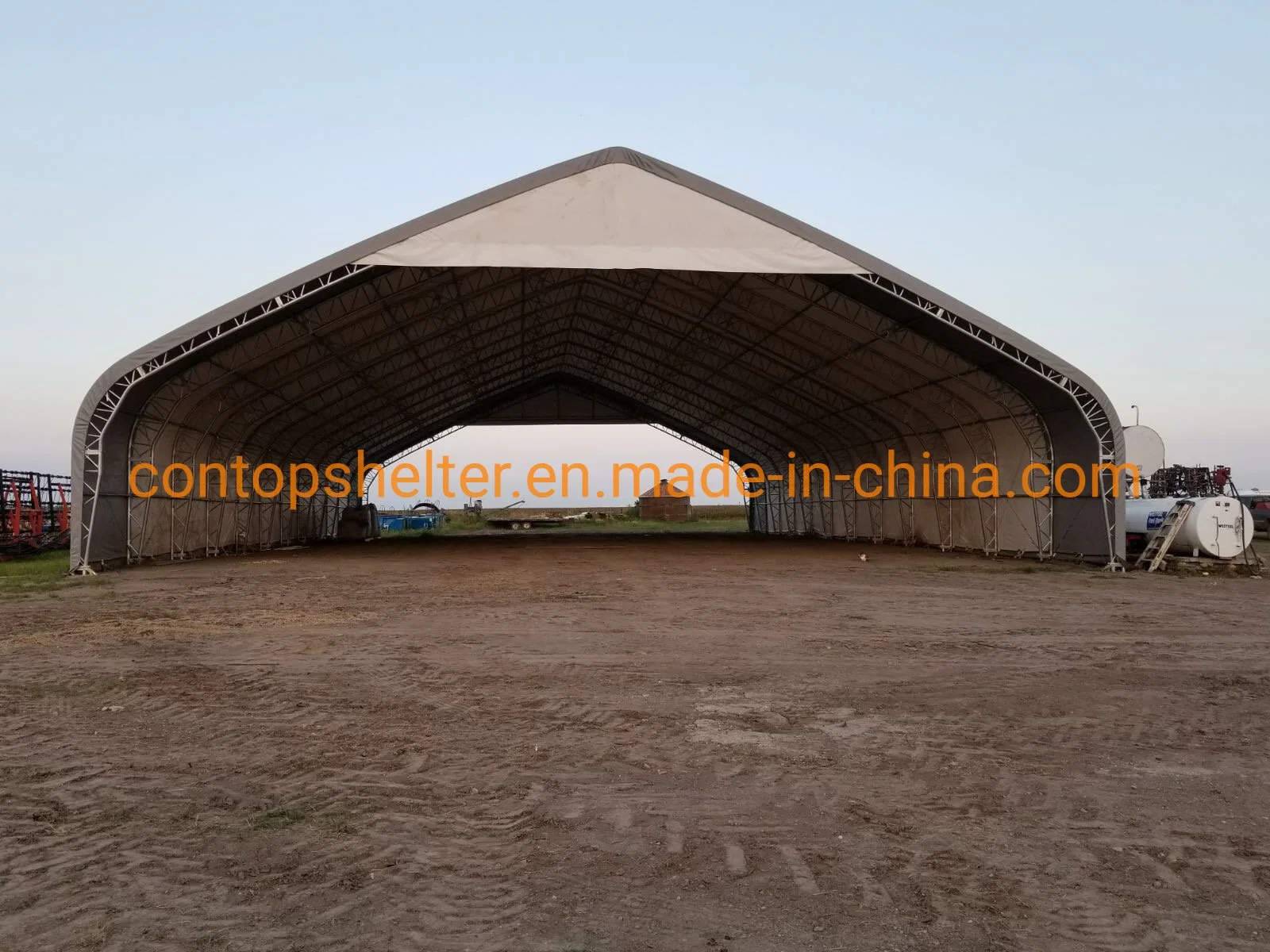 Heavy Duty Prefabricated Double Truss Arch Warehouse Building