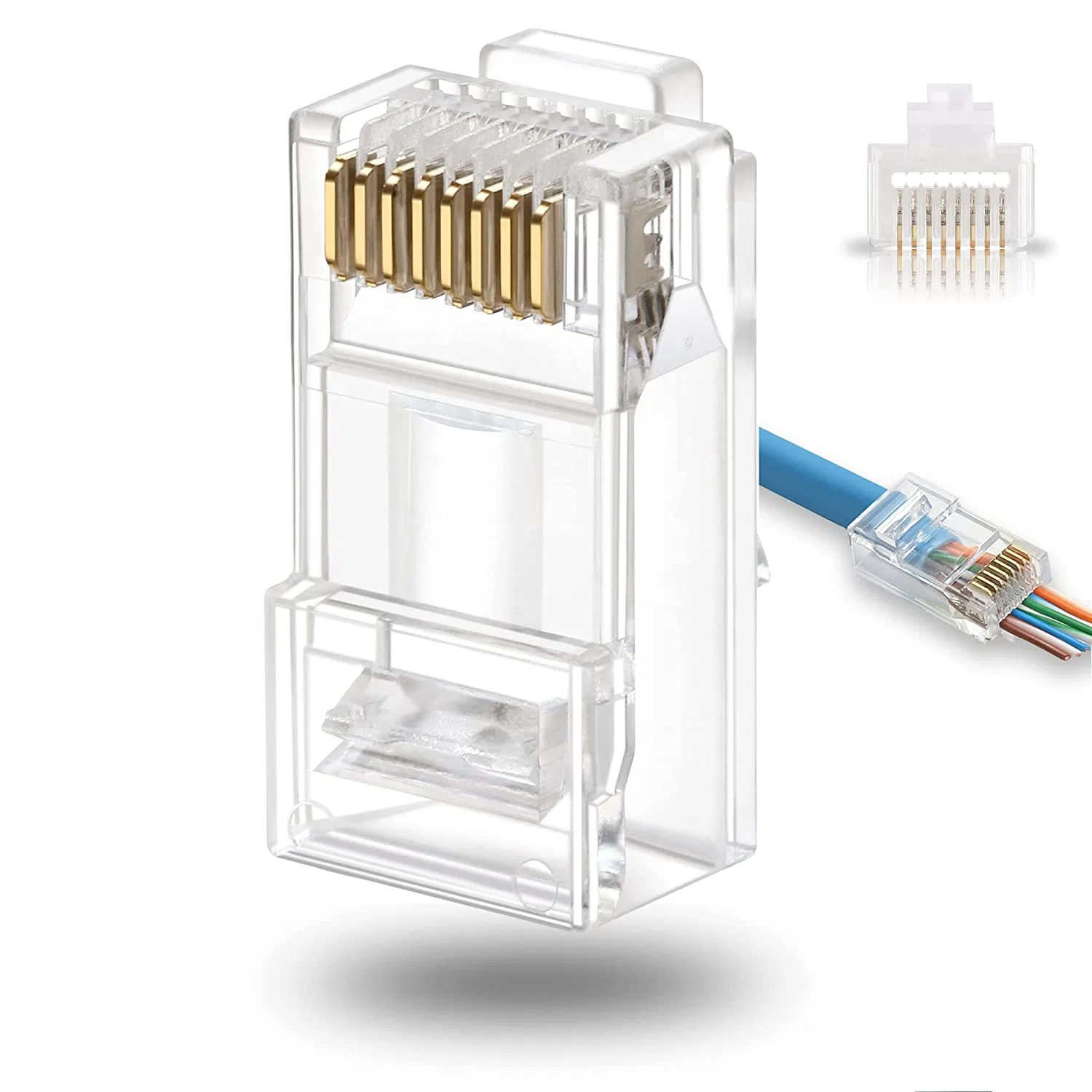 Gold-Plated Connector Pin UTP Cat 5e CAT6 Ethernet RJ45 8p8c LAN Cable Network RJ45 Plug 8p8c RJ45 Modular Plugs Socket Network Crystal Plug RJ45 Connector