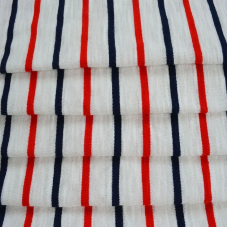 Yigao Textile 100% Cotton Slub Yarn Dyed Striped Jersey Knitted Fabric