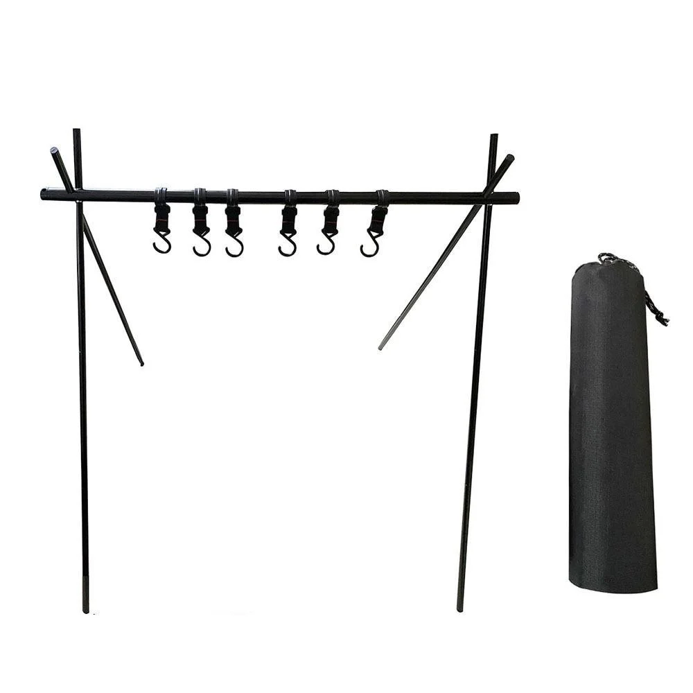 Estante plegable para colgar Rack portátil para almacenamiento en el campamento con ganchos para exteriores Estante triangular Wbb21874