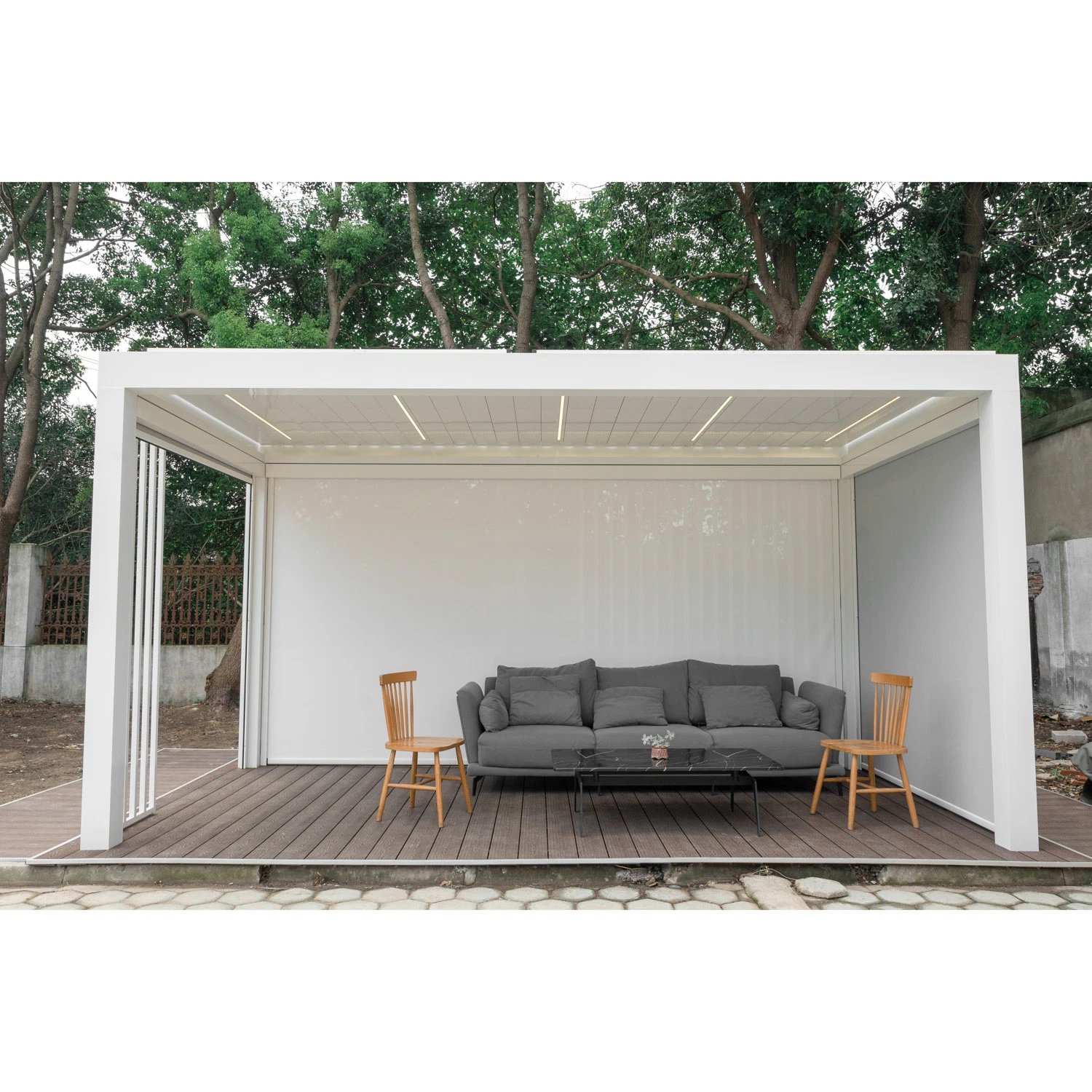 Toit de terrasse en aluminium motorisé Pergola avec capteur de vent