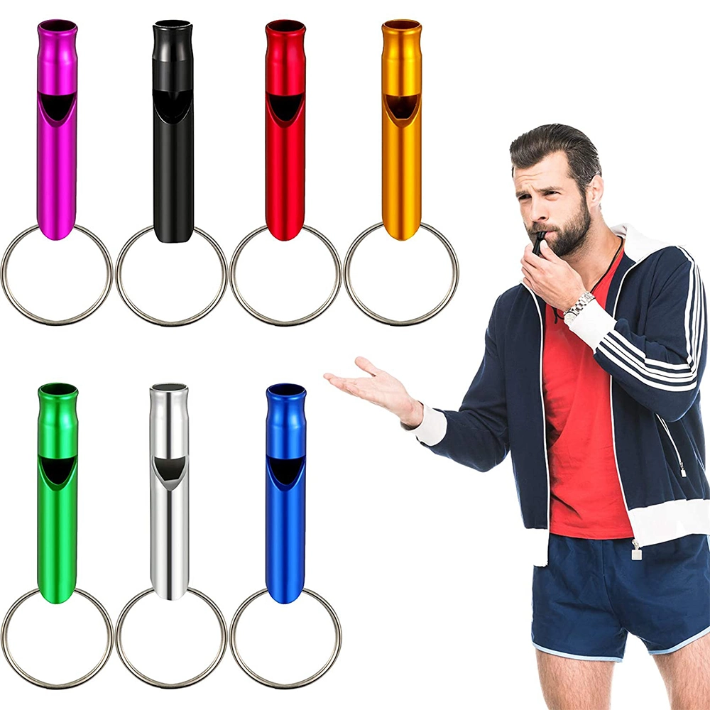 New Arrival Customized Outdoor Self Defense Survival Emerfency Tools Metal Whistle Keychain