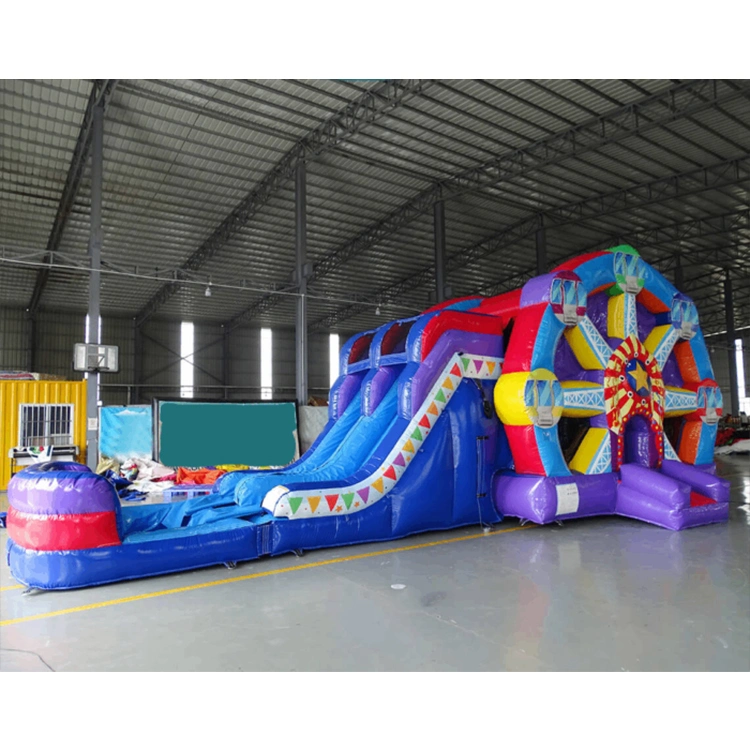 Outdoor Inflatable Combo Bouncer with Slide Rainbow Bouncer Colorful Bounce Castle